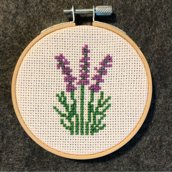 Handmade Lavender Cross Stitch - Picture 1 of 1